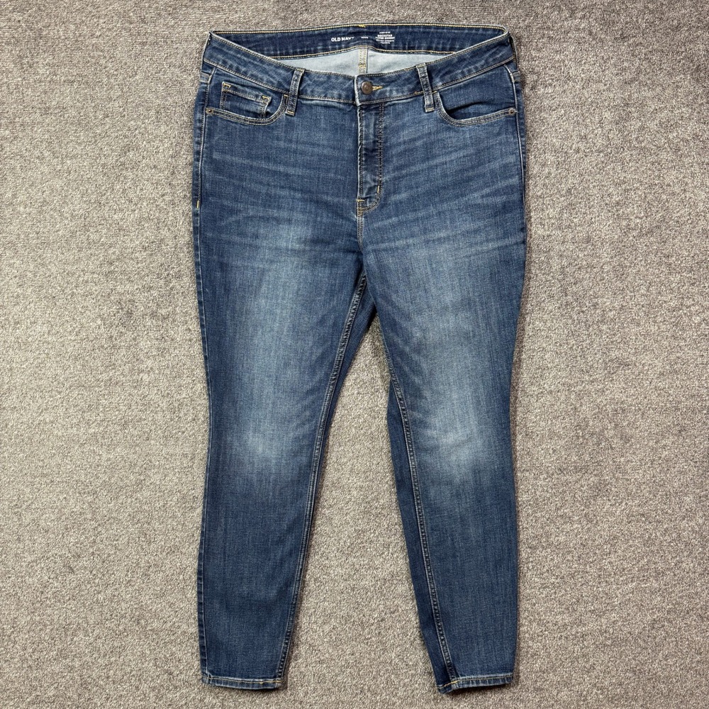 Old Navy Jeans Womens 14 Petite Rockstar Super Skinny High Rise‎ Blue Stretch